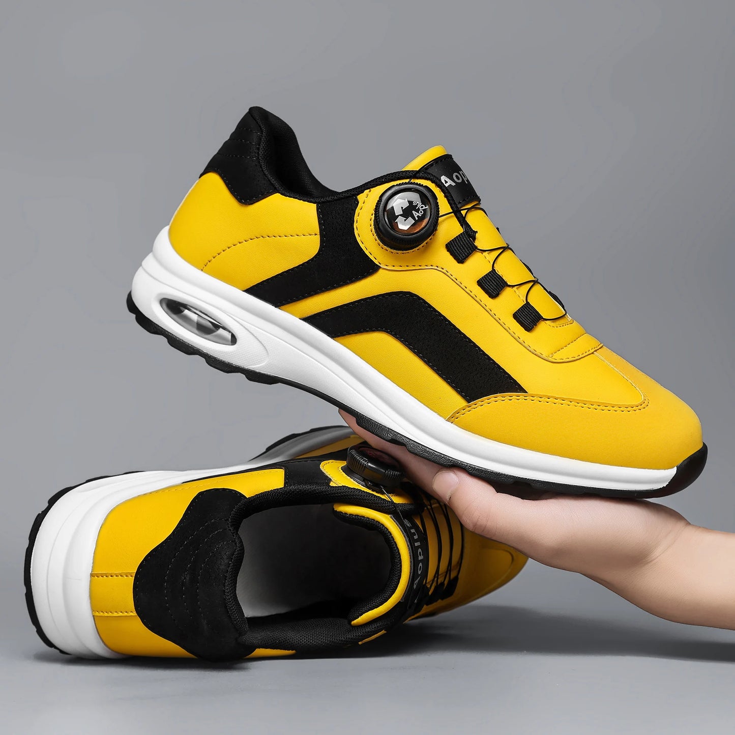 Fashionable Men's sport Casual shoes, lightweight Cycling shoes, Outdoor Walking shoes, Golf shoes, black and White Large size