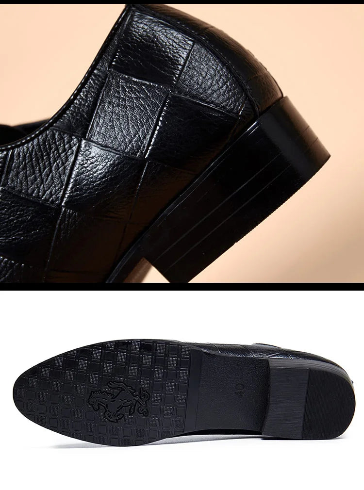 Men Oxford Brogue Genuine Leather Shoes Black Classic Style Wing Tip Lace up Formal Shoes Wedding Office Dress Shoes Men