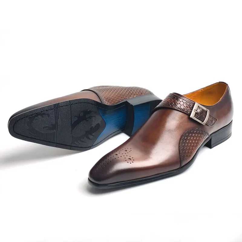 Luxury Men's Leather Shoes Good Quality Leisure Business Fashion Office Shoe Monk Style Dress Wedding Party Genuine Cow Leather