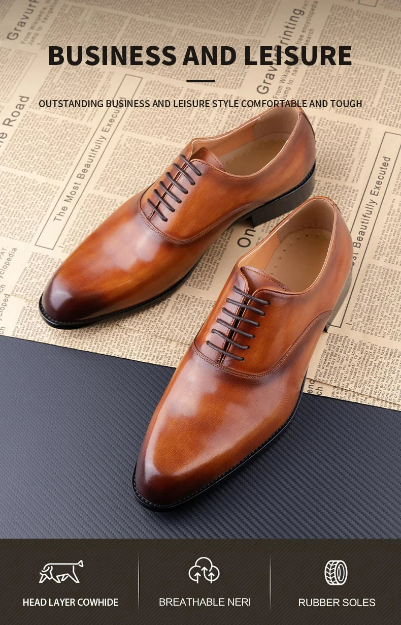 Elegant Men Leather Dress Shoe Sapato Social Masculino Party Office Suit Matches Comfortable Handcrafted Business Man's Footwear