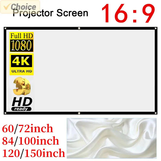 Simple Projector Curtain Home Set Theater Office 16:9 HD Display Projection Screen for Household Bedroom Accessories
