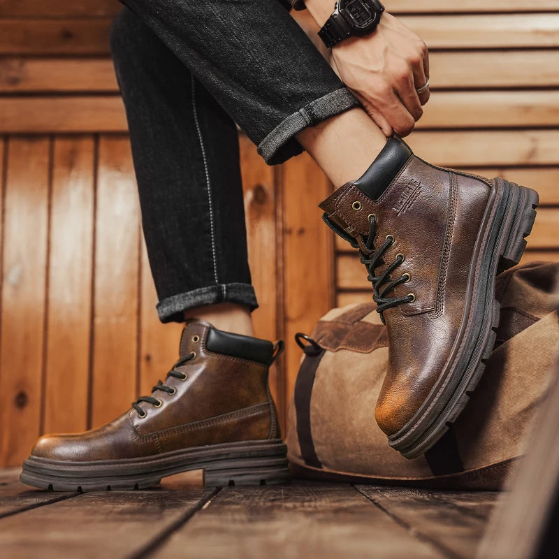 SMVP British casual shoes, high-top leather shoes, man shoes