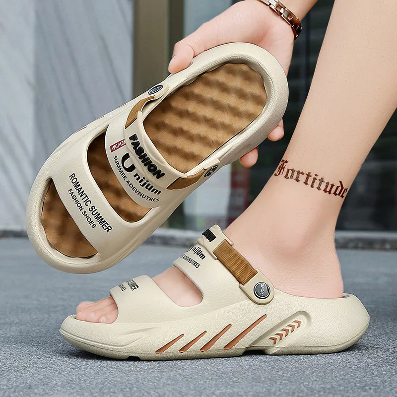 Massage Men Slippers Summer Breathable EVA Slippers Dual Purpose Sandals For Men Lightweigh Sumer Shoes For Men Plus Size 39-48