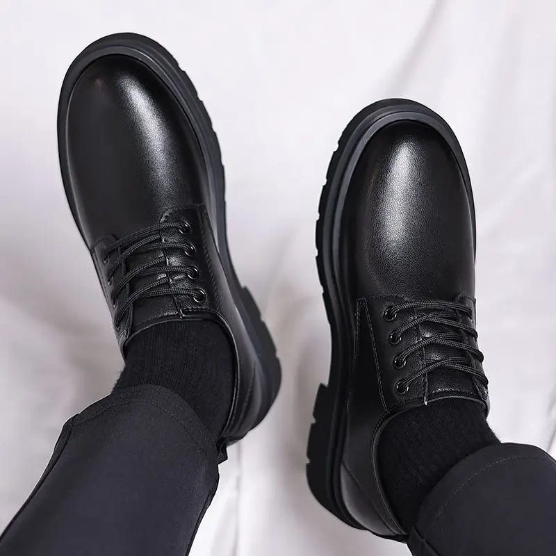 Leather Casual Round Toe Social Shoe Male Black Men's Formal Shoes Business Cheap Clearance Liquidation Clothing 2025 Trend 39