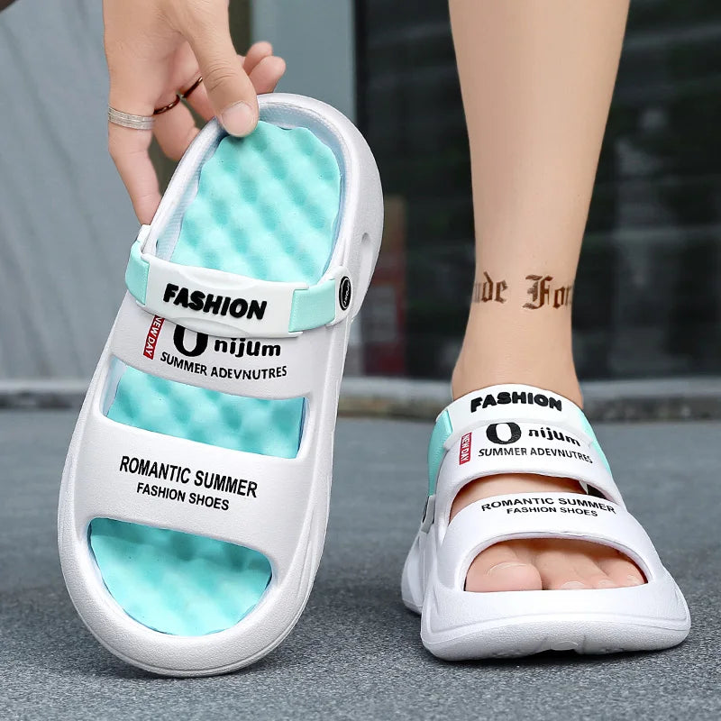 Massage Men Slippers Summer Breathable EVA Slippers Dual Purpose Sandals For Men Lightweigh Sumer Shoes For Men Plus Size 39-48