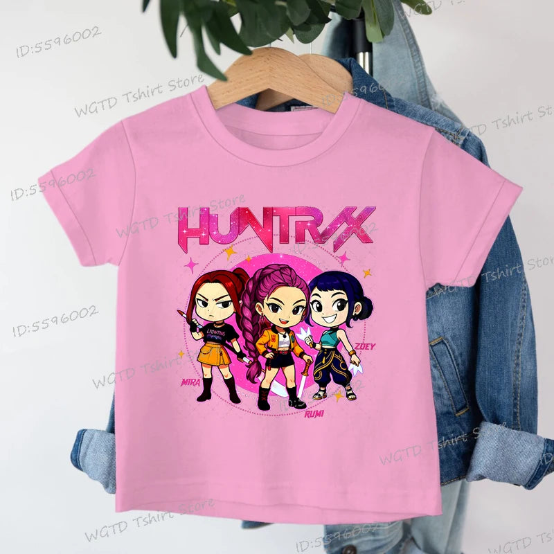 Fashion Casual Kids T-shirt Hot Movie Print Girls Tee Top Funny Cute Gift for Fans Cotton Tshirt Cartoon Children's Clothing