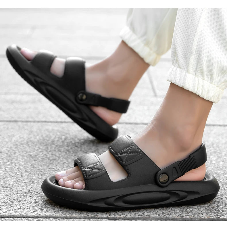 Men's Summer Soft Sole Comfortable Casual Sandals Fashion Simple Lightweight Slippers Outdoor Anti slip Waterproof Beach Shoes