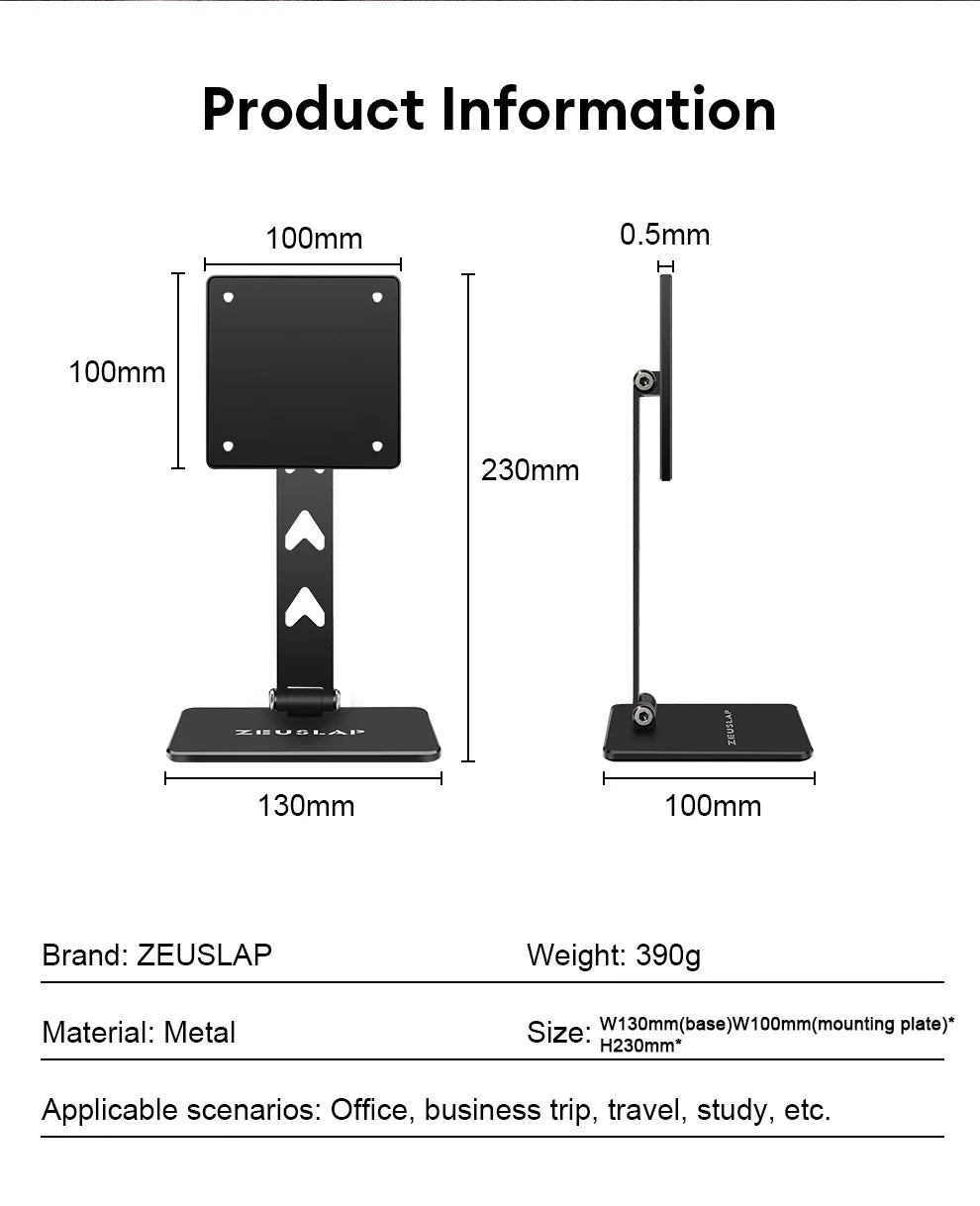 ZEUSLAP Rotating Portable Monitor Desk Metal Stand Holder For VESA Mount monitor