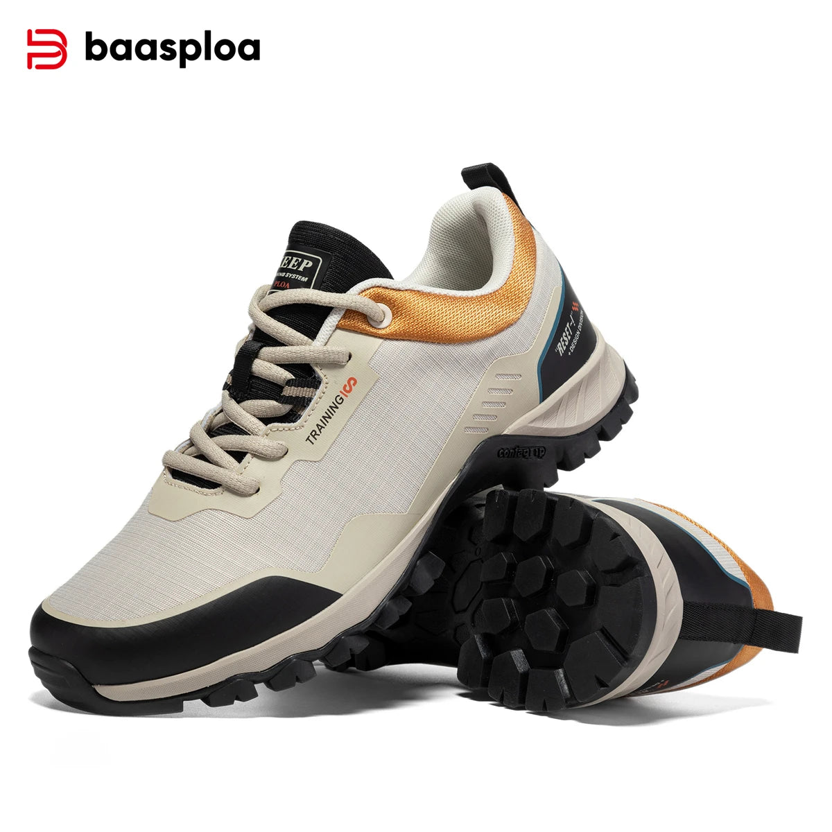 Baasploa Men Hiking Shoes Leather Waterproof Outdoor Sneakers Professional Men Comfort Casual Sneakers Male Antiskid Outdoor