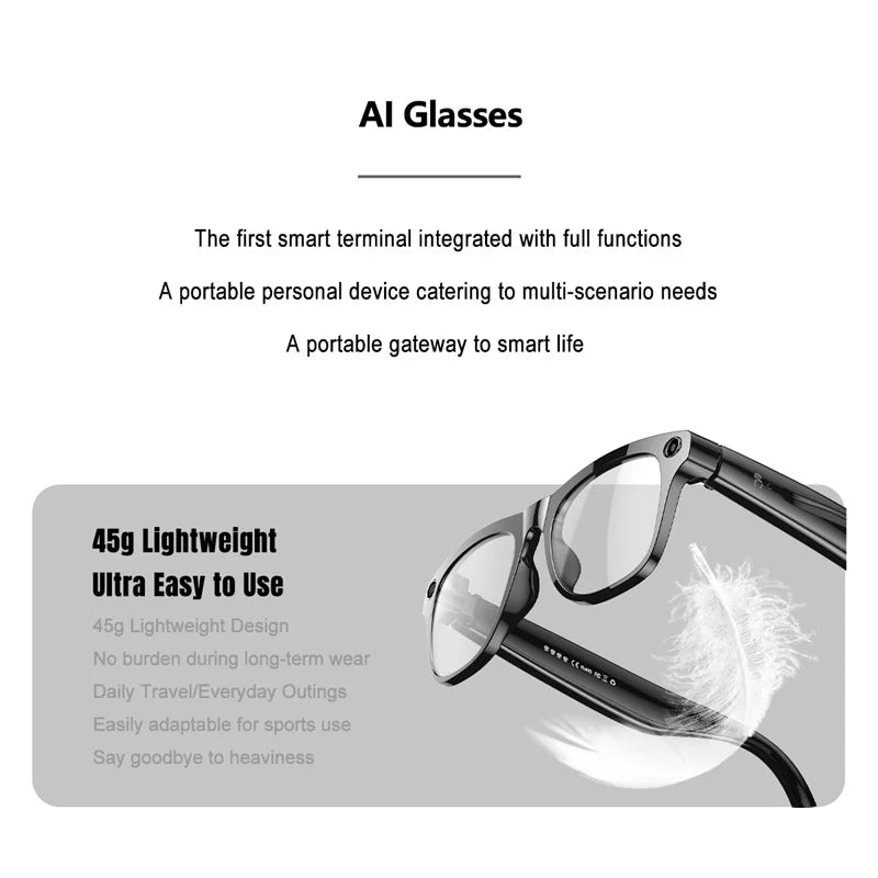 Xiaomi 6K HD AI Smart Glasses Photochromic Multifunction Bluetooth Calling Voice Assistant Music Player Translate Camera Glasses