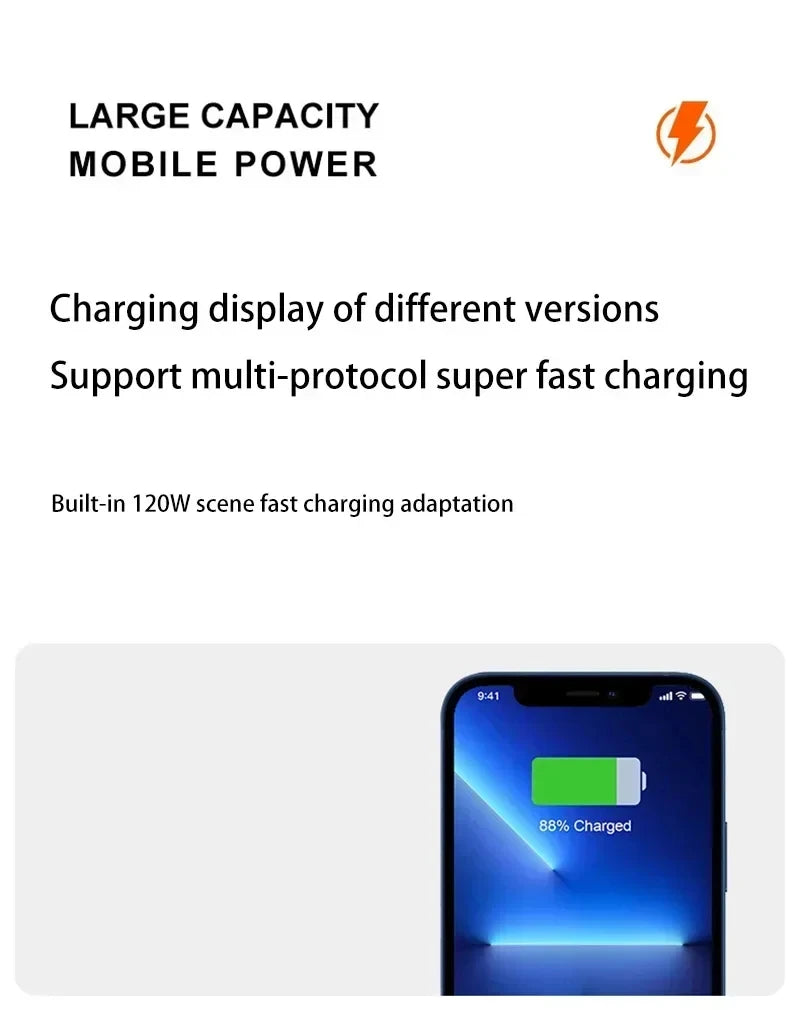 Xiaomi 200000mAh Power Bank 120W Fast Charging Portable Mobile Power Ultralarge Capacity Digital Display External Battery