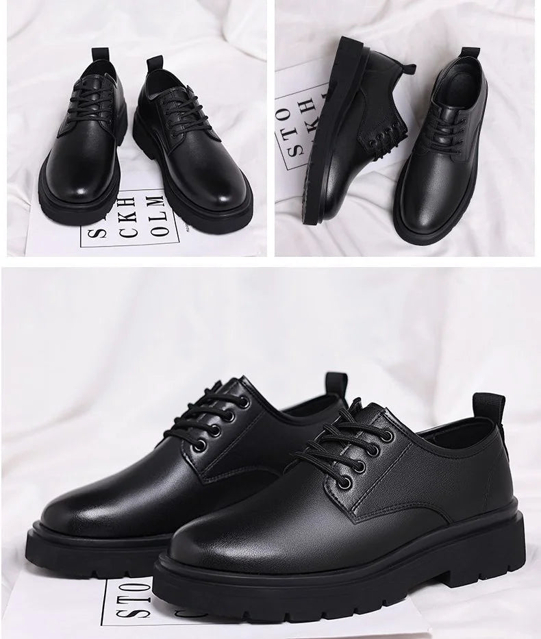 Leather Casual Round Toe Social Shoe Male Black Men's Formal Shoes Business Cheap Clearance Liquidation Clothing 2025 Trend 39