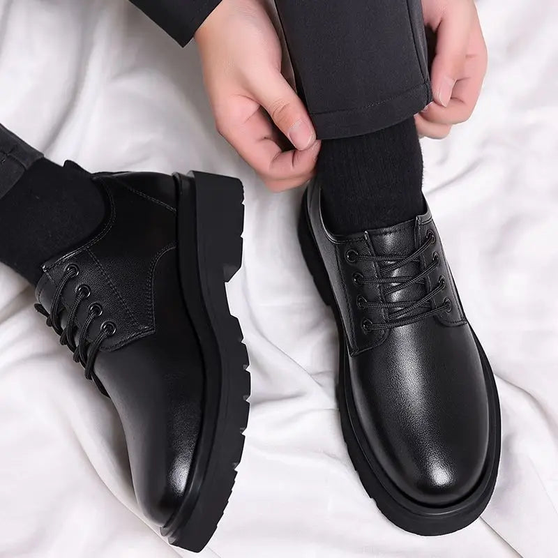 Leather Casual Round Toe Social Shoe Male Black Men's Formal Shoes Business Cheap Clearance Liquidation Clothing 2025 Trend 39