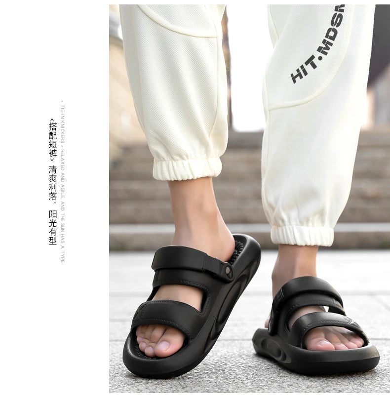Men's Summer Soft Sole Comfortable Casual Sandals Fashion Simple Lightweight Slippers Outdoor Anti slip Waterproof Beach Shoes