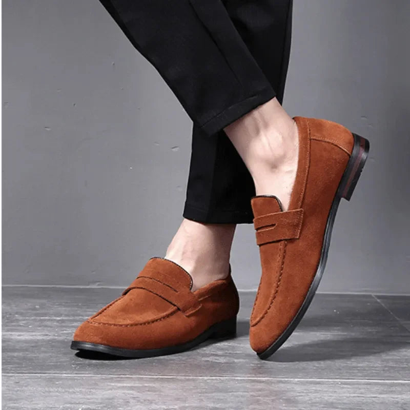 Men Suede Loafers Shoes Tassel Design Leather Casual Shoes Men's Flats Simple Slip on Male Footwear Breathable Solid Large Size
