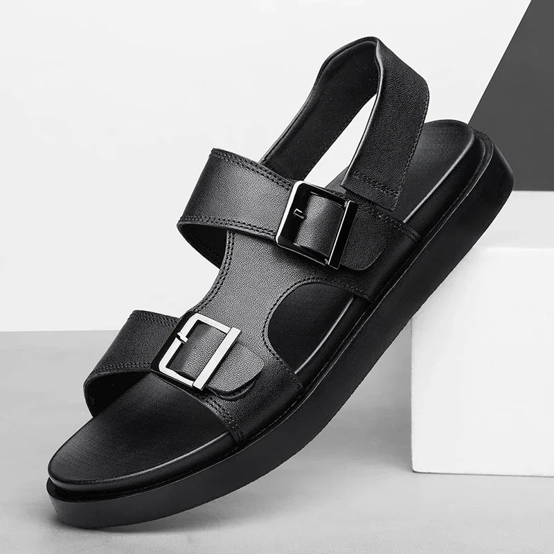 Summer Outdoor Genuine Leather Antiskid Sandals Men Casual  Leather Non-slip Breathable Tooling Shoes Soft Bottom Walking Shoes