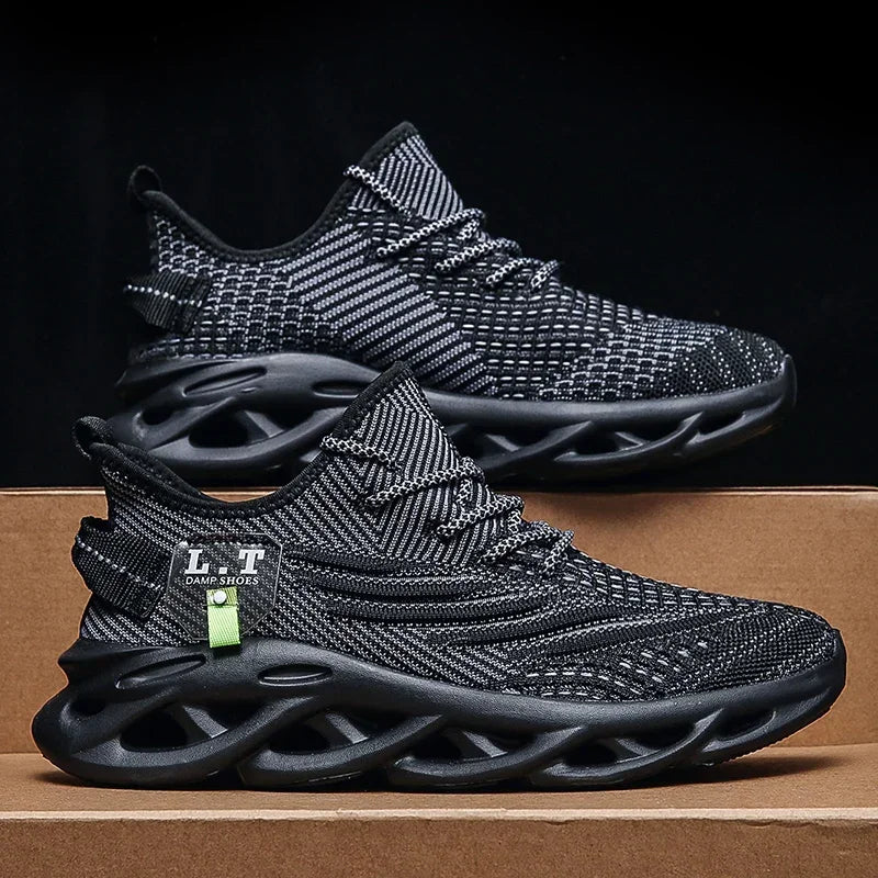 YRZL Mens Sport Shoes Breathable Lightweight Sneakers Outdoor Mesh Black Running Shoes Athletic Jogging Tenis Walking Shoes Man