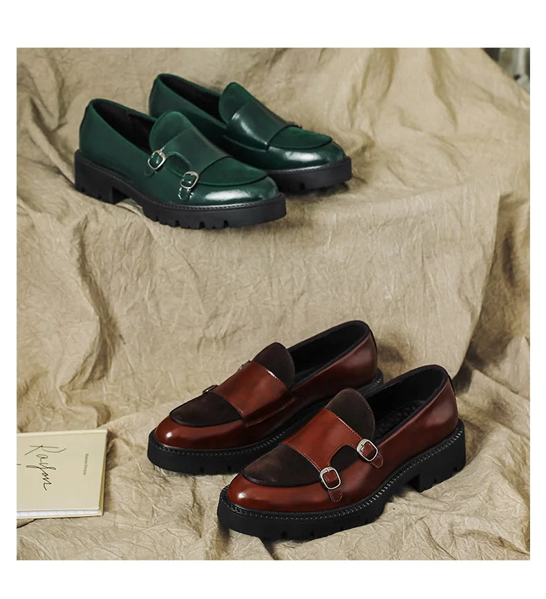 Loafers Men Leather Shoes Thick-soled British Style Black Formal Business Shoes Fashion Luxury Slip-On Casual Shoes Big Size 46