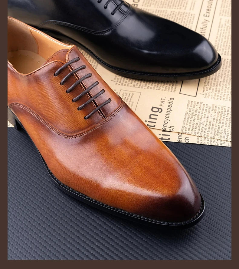 Elegant Men Leather Dress Shoe Sapato Social Masculino Party Office Suit Matches Comfortable Handcrafted Business Man's Footwear