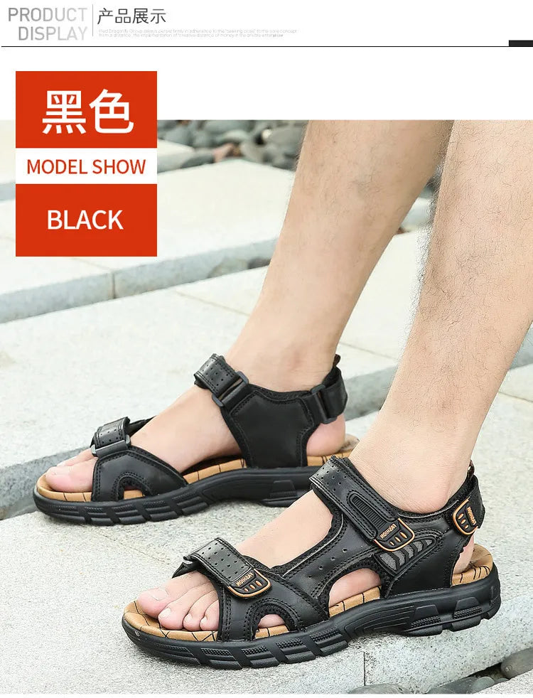 Designers Men's Sandals Luxury Genuine Leather Men's Sandals   High Quality Soft Casual Sandals for Men Beach Hiking Men's Shoes