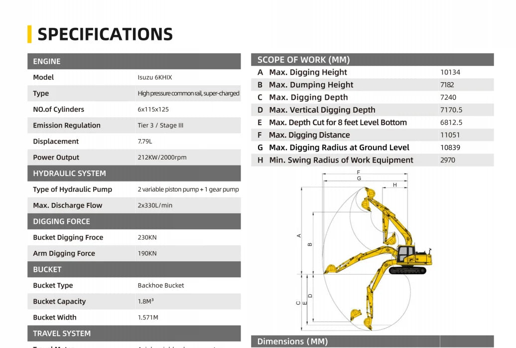 37 ton Large Crawler Excavator  Heavy Hydraulic Digger Construction Machinery Equipment China Factory Customized