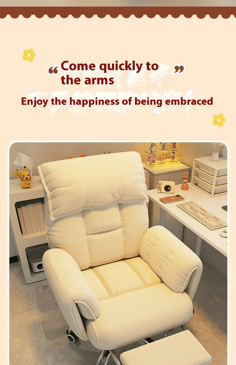 Computer Chair Comfortable Ergonomic Office Chair Lumbar Support Esports Chair 4D Adjustable Armrest Headrest Leisure Recliner
