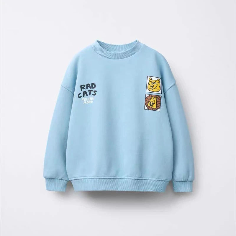 Kids Fashion Casual Costume Round Neck Tops Outer Wear Boys Baby Lovely Simple Versatile Hoodies 2025 New Spring Autumn Clothes