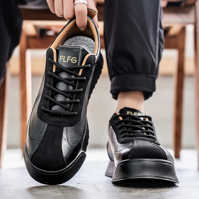 Luxury Fashion Men's Casual Shoes Leather Walking Sneakers Retro Platform Sport Shoes Comfortable Flats for Men Zapatos Hombre