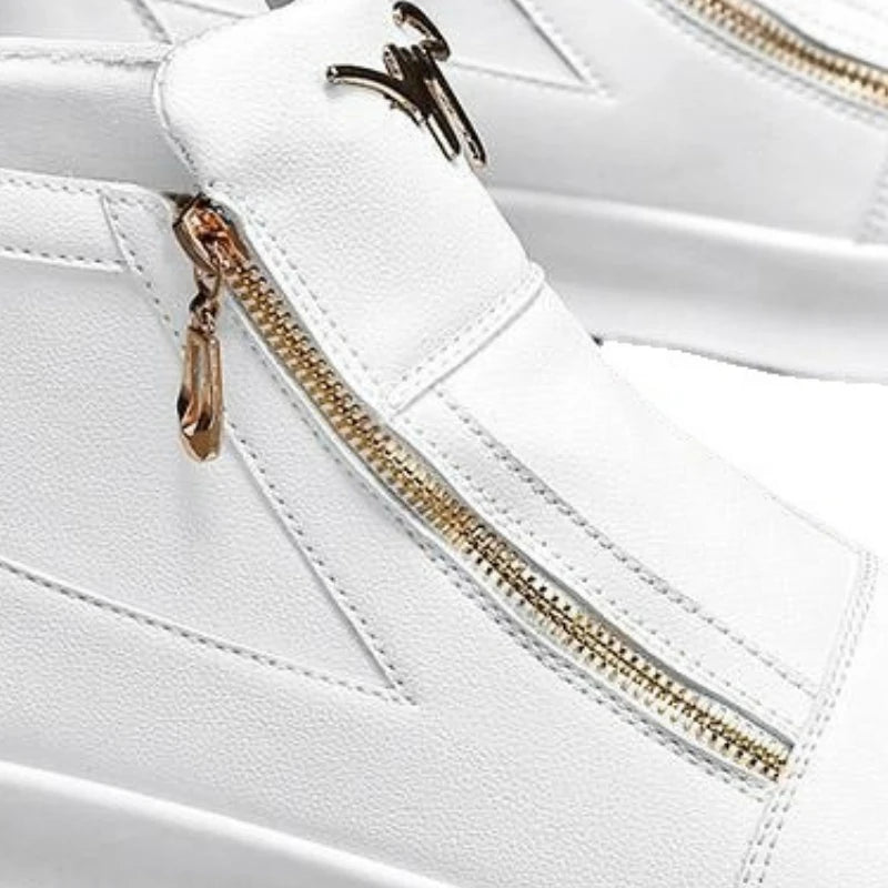 High Top Casual Shoes Platform Men's Sneakers Fashion Zipper Ankle Boots Leather Outdoor Shoe Non Slip Comfortable Shoes for Men