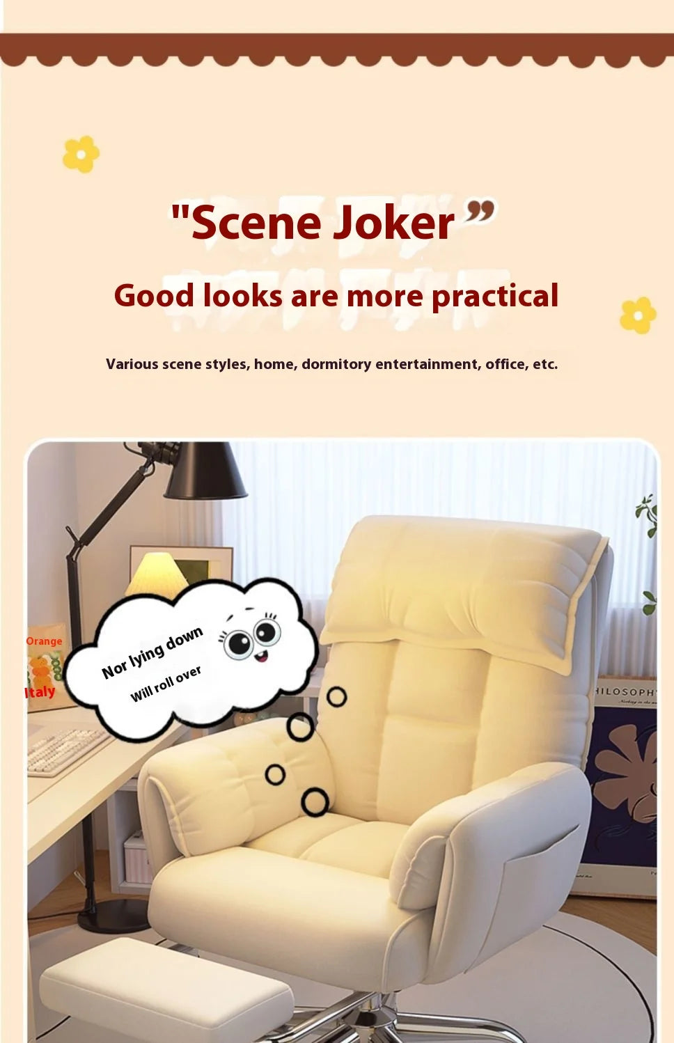 Computer Chair Comfortable Ergonomic Office Chair Lumbar Support Esports Chair 4D Adjustable Armrest Headrest Leisure Recliner