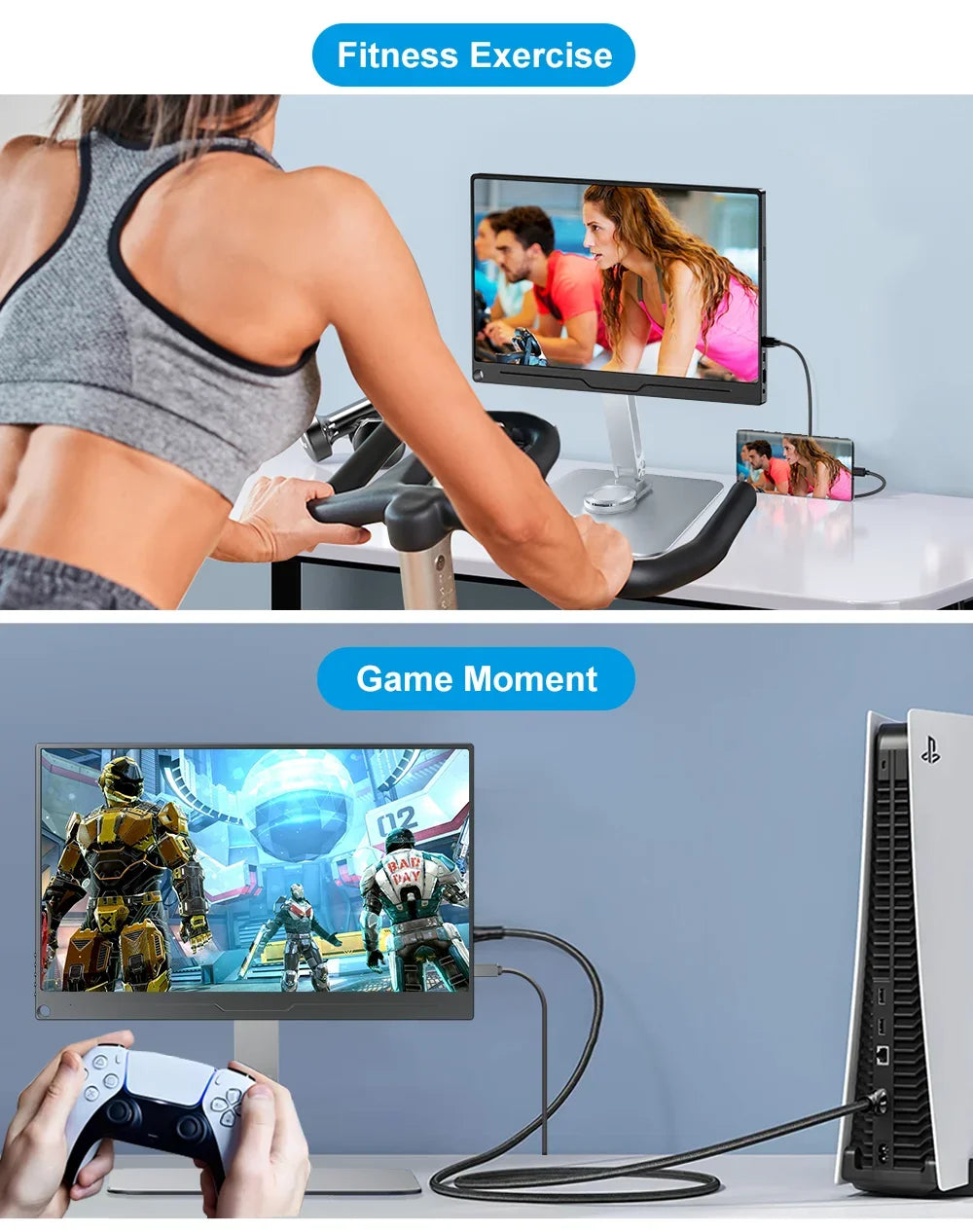 Aluminum Alloy Stand for Protable Monitor Table Bracket Adjustable 360 Rotation M4 Screw Bases Strong Load Capacity Super Stable
