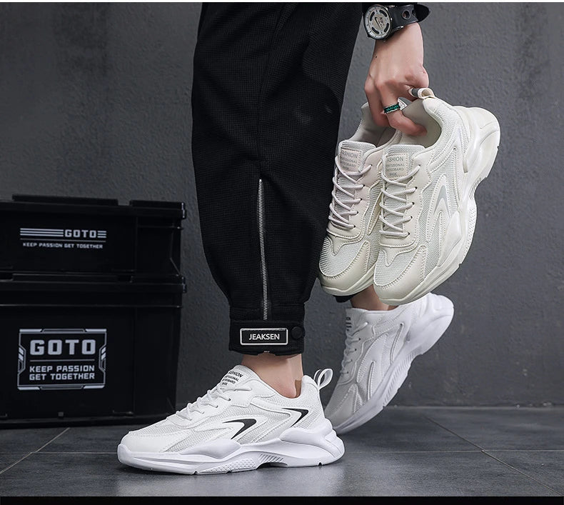 Summer Mesh Sneakers Men's Comfortable Breathable Platform Shoes 2023 Trendy Tennis Shoes Korean Version All-match Casual Shoes