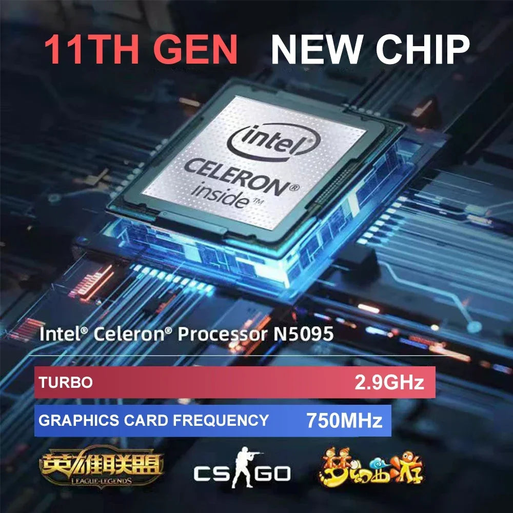 Facial recognition Intel Notebook N5095 Graphics UHD 16" Laptop 16GB 32GB RAM Max 2TB ROM Windows 11 Wifi 5 BT 4.2 RGB Keyboard
