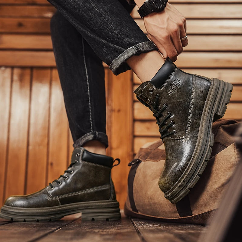 SMVP British casual shoes, high-top leather shoes, man shoes