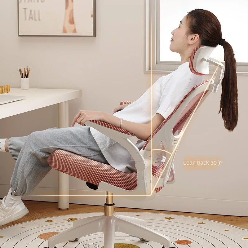 New Pink Breathable Comfortable Mesh Office Chair Latex Cushion Spine Protection Design Student Multifunctional Computer Chair