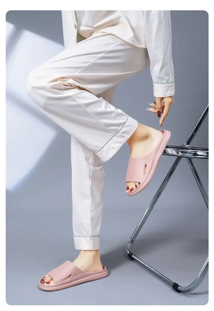 Women Men Sliders Cloud Slippers Non-Slip EVA Slippers Flip Flops with 1.6 inch Soft Thick Sole for Shower Bathroom Pool Beach