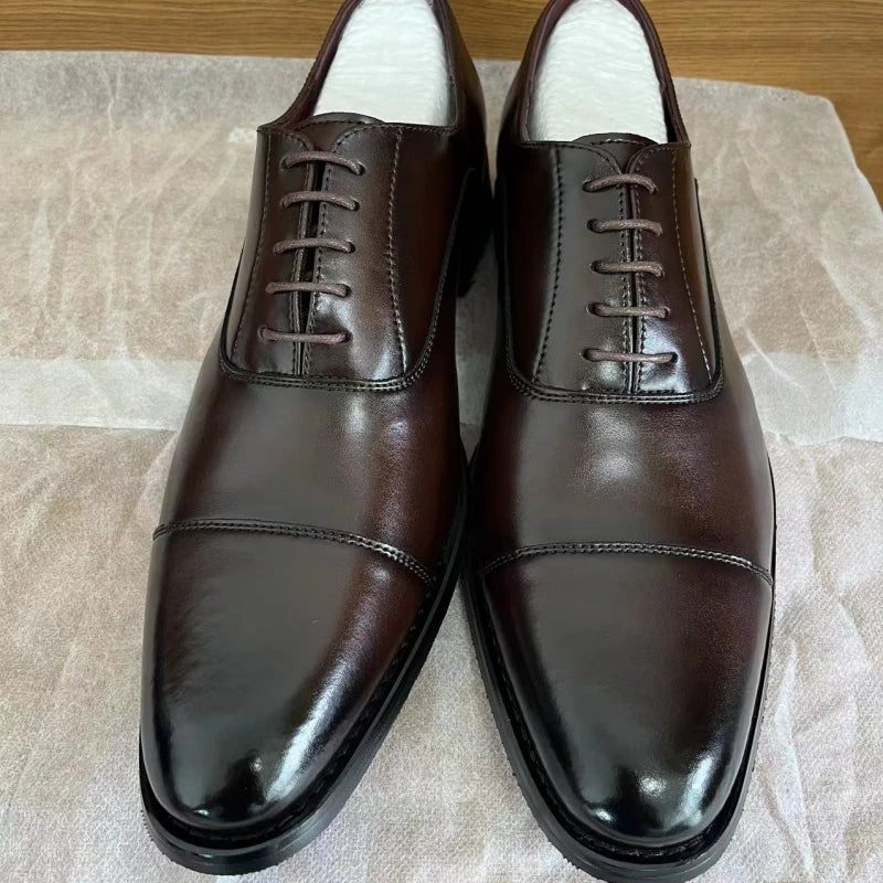 Man Genuine Leather Shoes Rubber Sole Man Business Office Male Dress Leather Wedding Party Shoes Plus 48 Men Italian Shoe