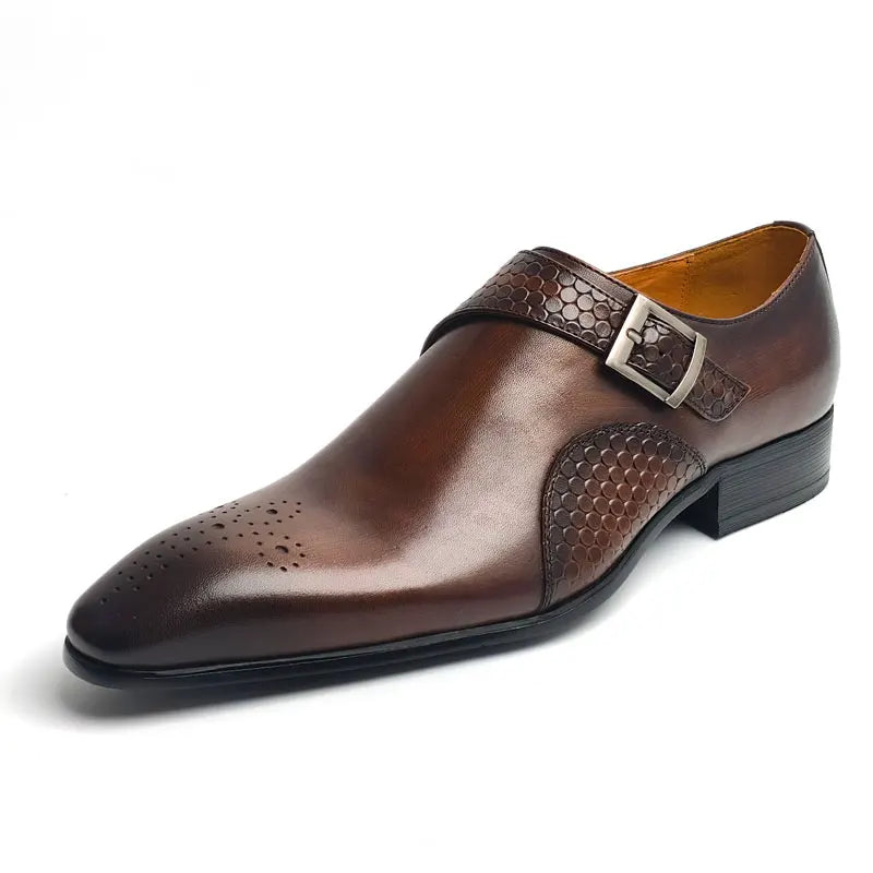 Luxury Men's Leather Shoes Good Quality Leisure Business Fashion Office Shoe Monk Style Dress Wedding Party Genuine Cow Leather