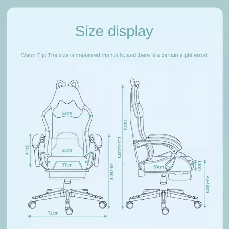 Cat-ear Computer Chair Girls Home Office Gaming Chair Comfortable Back 135° Adjustable Bedroom Student Linkage Armrest Chair