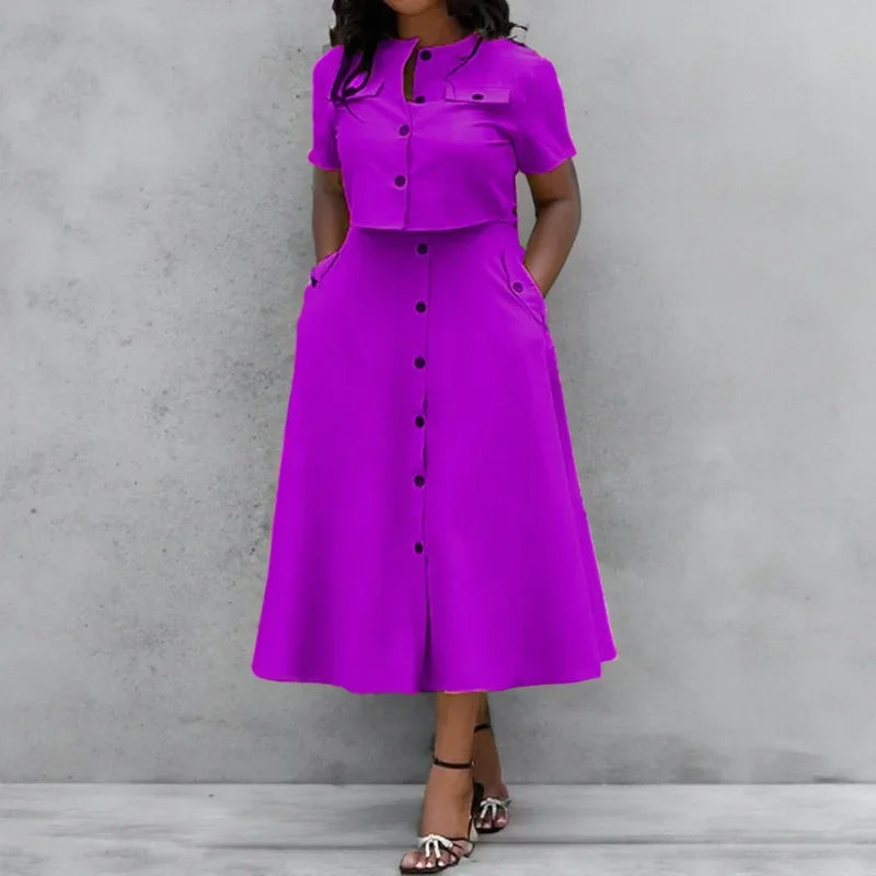 Elegant Solid Color Short Sleeve Women's Set Spring Lazy Style Fashionable Casual Skirt And Top Ensemble from Mainland China