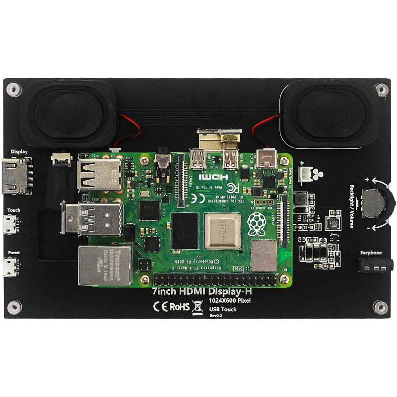 7 Inch Portable Display IPS LCD Capacitive Touch Screen 1024x600 Monitor Optional Speakers for Raspberry Pi 5 4B 3B+ Laptop PC