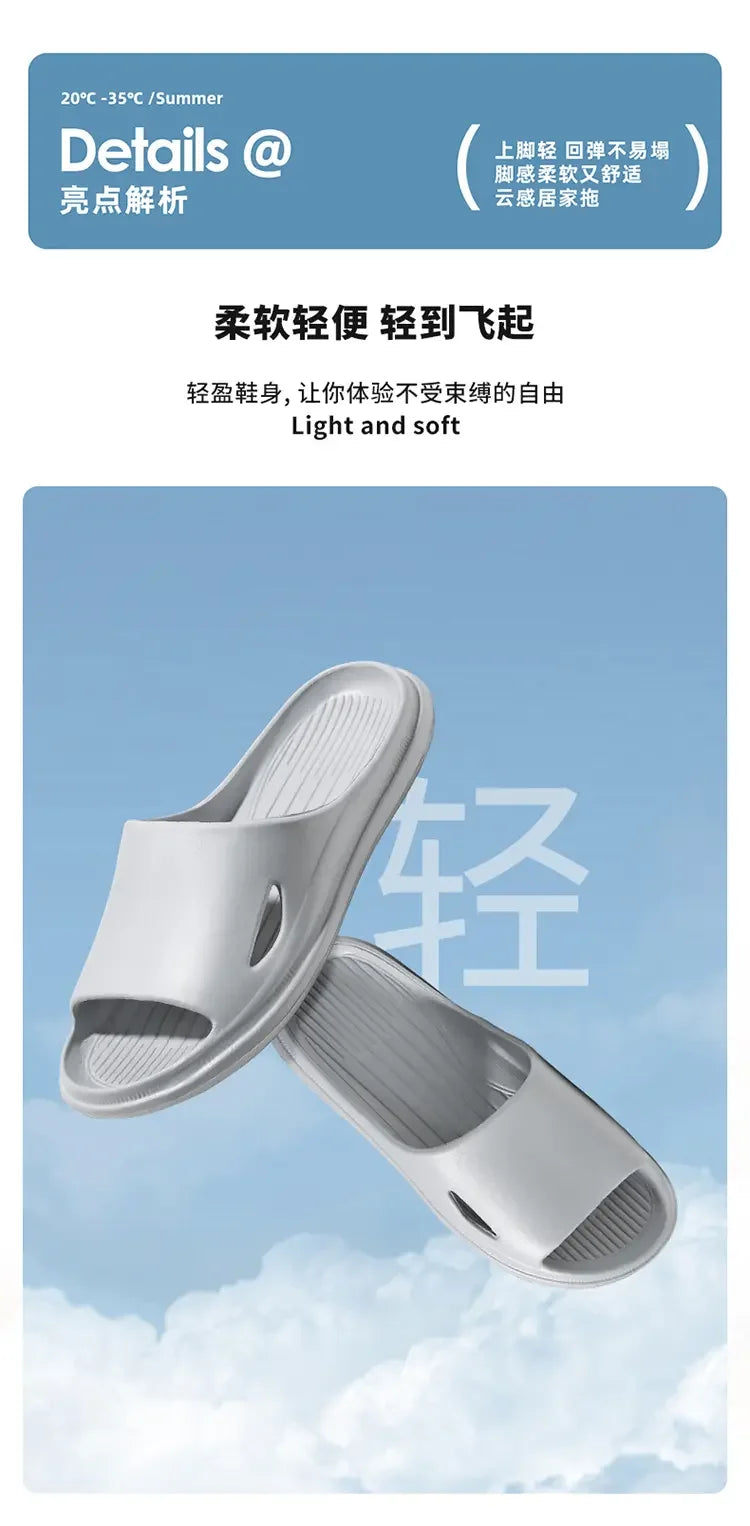 Women Men Sliders Cloud Slippers Non-Slip EVA Slippers Flip Flops with 1.6 inch Soft Thick Sole for Shower Bathroom Pool Beach