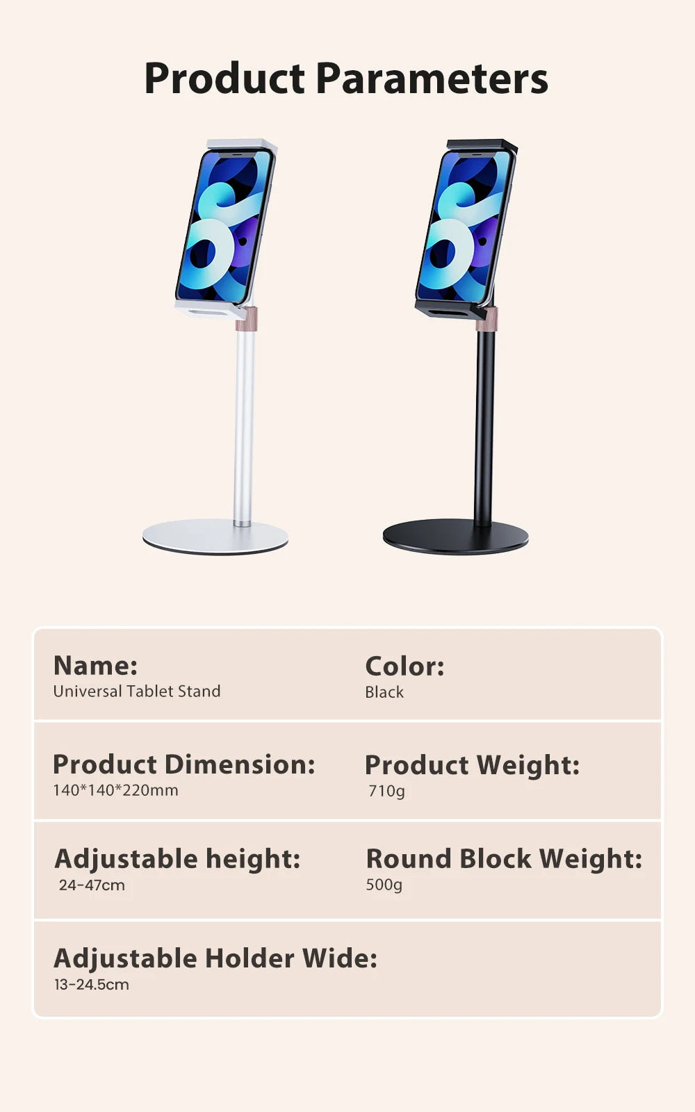 Portable Vesa Monitor Tablet Holder Adjustable Monitor Stand Height Up To 24Cm Standing Tablet Bracket Desk Mount Wider Base