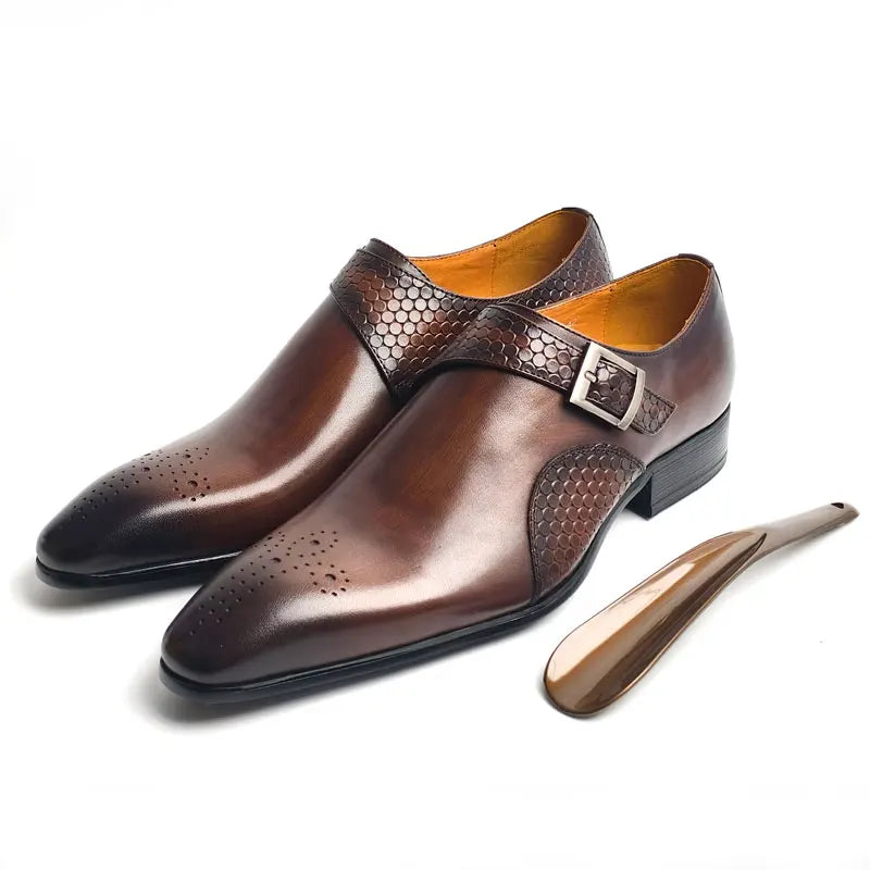 Luxury Men's Leather Shoes Good Quality Leisure Business Fashion Office Shoe Monk Style Dress Wedding Party Genuine Cow Leather