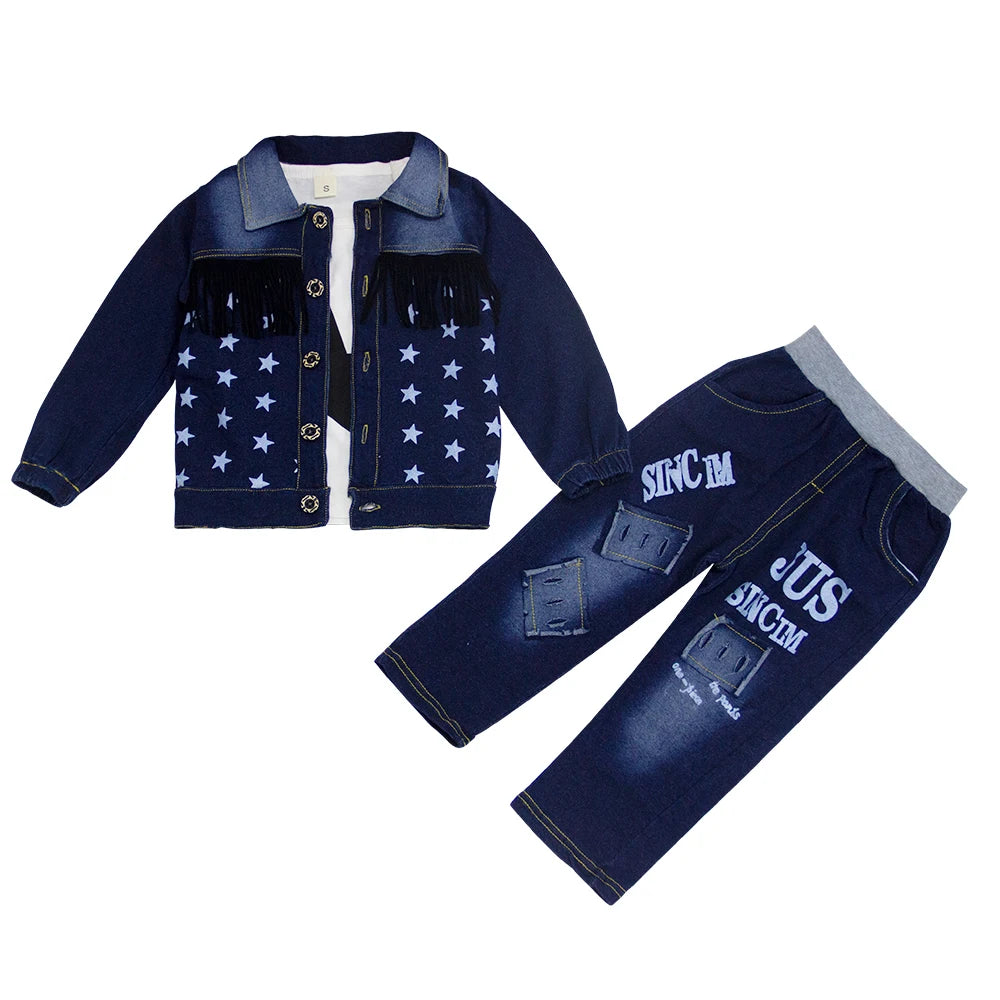 Fashion Spring Autumn Toddler Boys Sports Suits Children Casual Clothes Sets Denim Clothing for Kids Boys Clothes