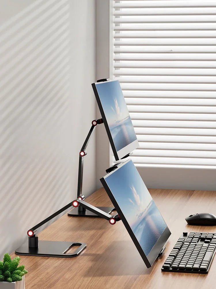 Universal Monitor Stand, Desk Holder for 12-17.3" Displays, VESA Mount, Expandable Base, Vertical Screen Folding