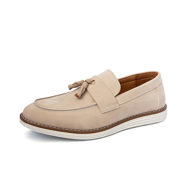New Fashion Tassel Leather Men Shoes Slip On Loafers Classic Patchwork Suede Dress Shoes Man Daily Wedding Party Shoes for Man