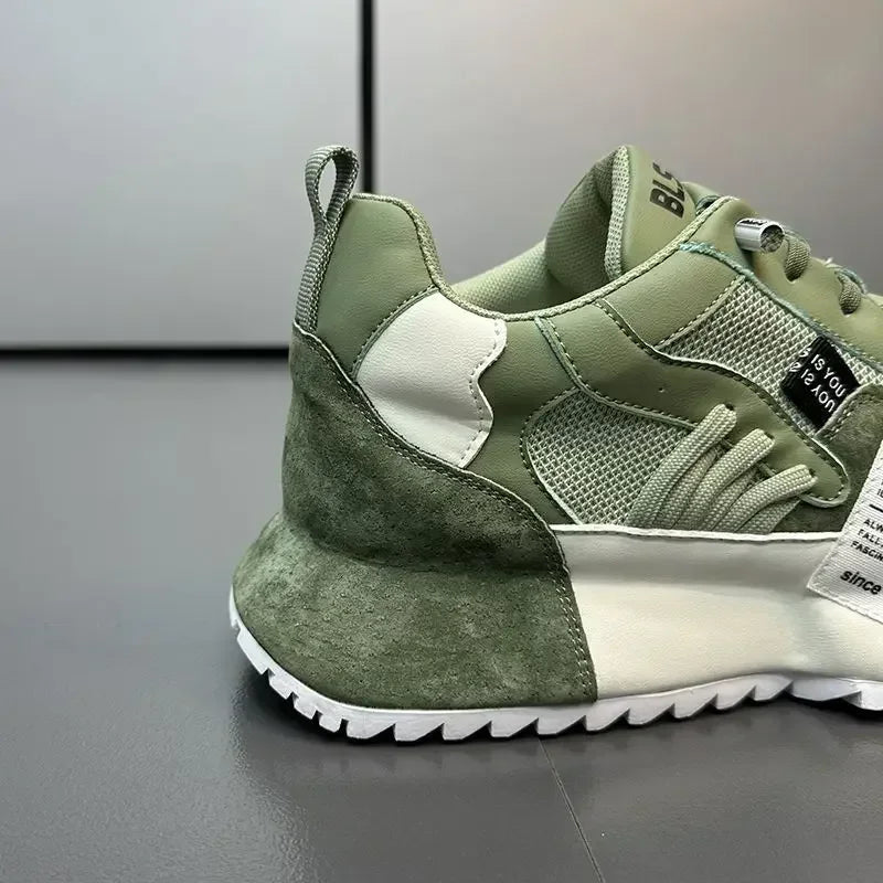 Man Sneakers Summer Mesh Moccasins Lace-up Leather Sports Four Seasons Casual Running Shoes Men's Comfortable Forrest Gump Shoe