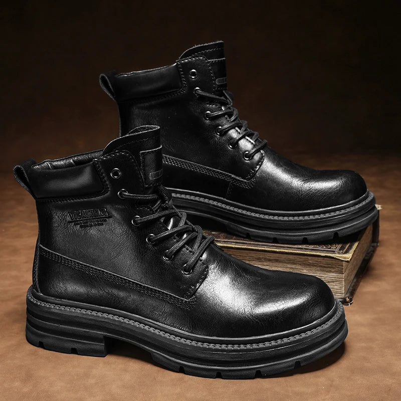 SMVP British casual shoes, high-top leather shoes, man shoes