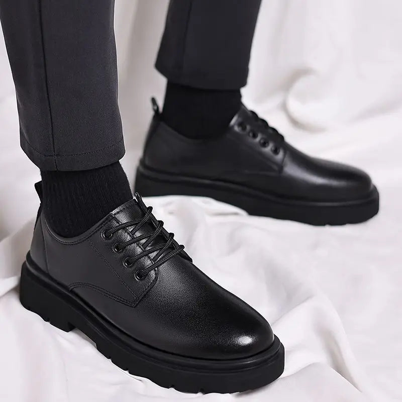 Leather Casual Round Toe Social Shoe Male Black Men's Formal Shoes Business Cheap Clearance Liquidation Clothing 2025 Trend 39